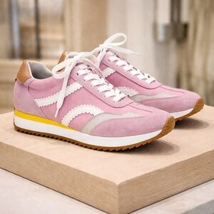 Dolce Vita Emely Pink Retro Trainer Sneakers Leather Suede Size 6.5